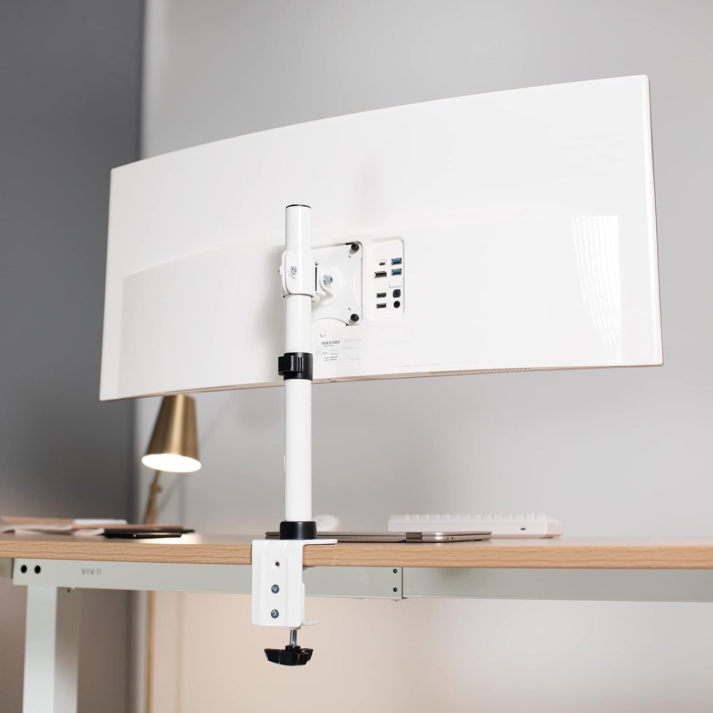 VIVO Ultra Wide TV Desk Mount for up to 55 inch Screens Weighing 29.9kg, Full Motion Height Adjustable Single Television Stand, Black, STAND-V155C