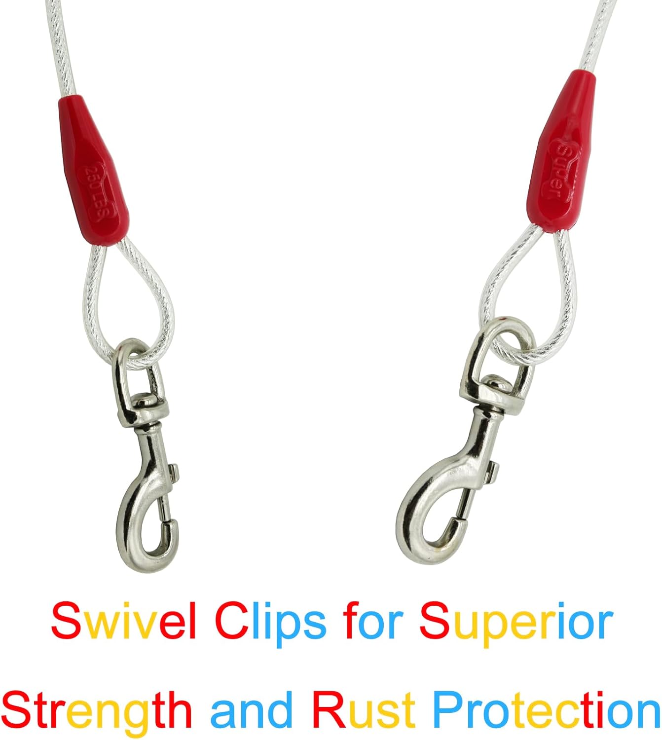 Petest 25ft Reflective Tie-Out Cable for Small Dogs Up to 35 Pounds