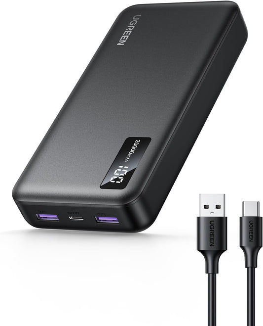 UGREEN 20000mAh Power Bank with 3-port, 0.5M Cable, 22.5W Portable Charger USB Type C Input and Output, PD 3.0 Fast Charging Battery Pack Compatible with iPhone 16/15/14, Galaxy S25/S24, Pixel 8, ipad