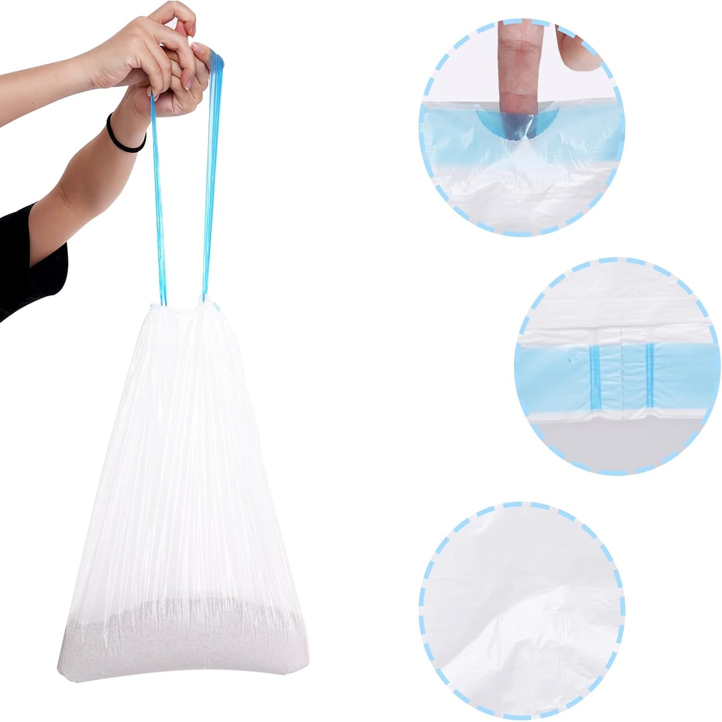 Yymobt Cat Litter Box Liners Waste Bags for Self-Cleaning Drawstring Waterproof Easy Cleanup Automatic Litter 20 Count