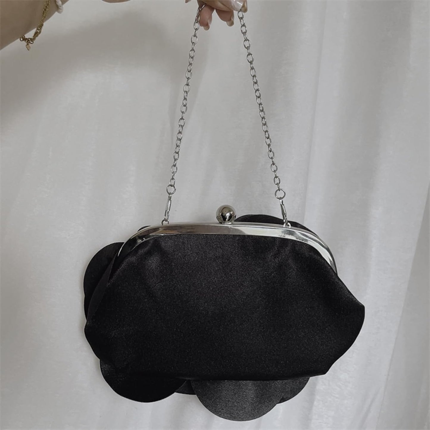 JAMBHALA Mini Women Rose Clutch Bags Evening Handbag with Detachable Chain for Wedding Party