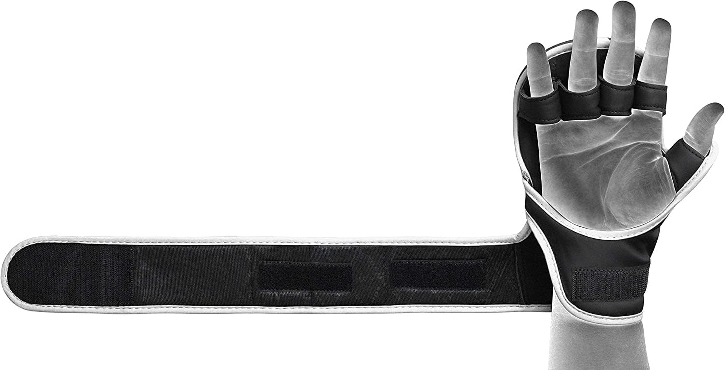 RDX MMA Gloves Sparring Grappling, Hybrid Open Palm Martial Arts Mitts Men Women, Maya Hide Leather Wrist Support, Cage Fighting Combat Sports, Muay Thai Training, Punching Bag and Kickboxing