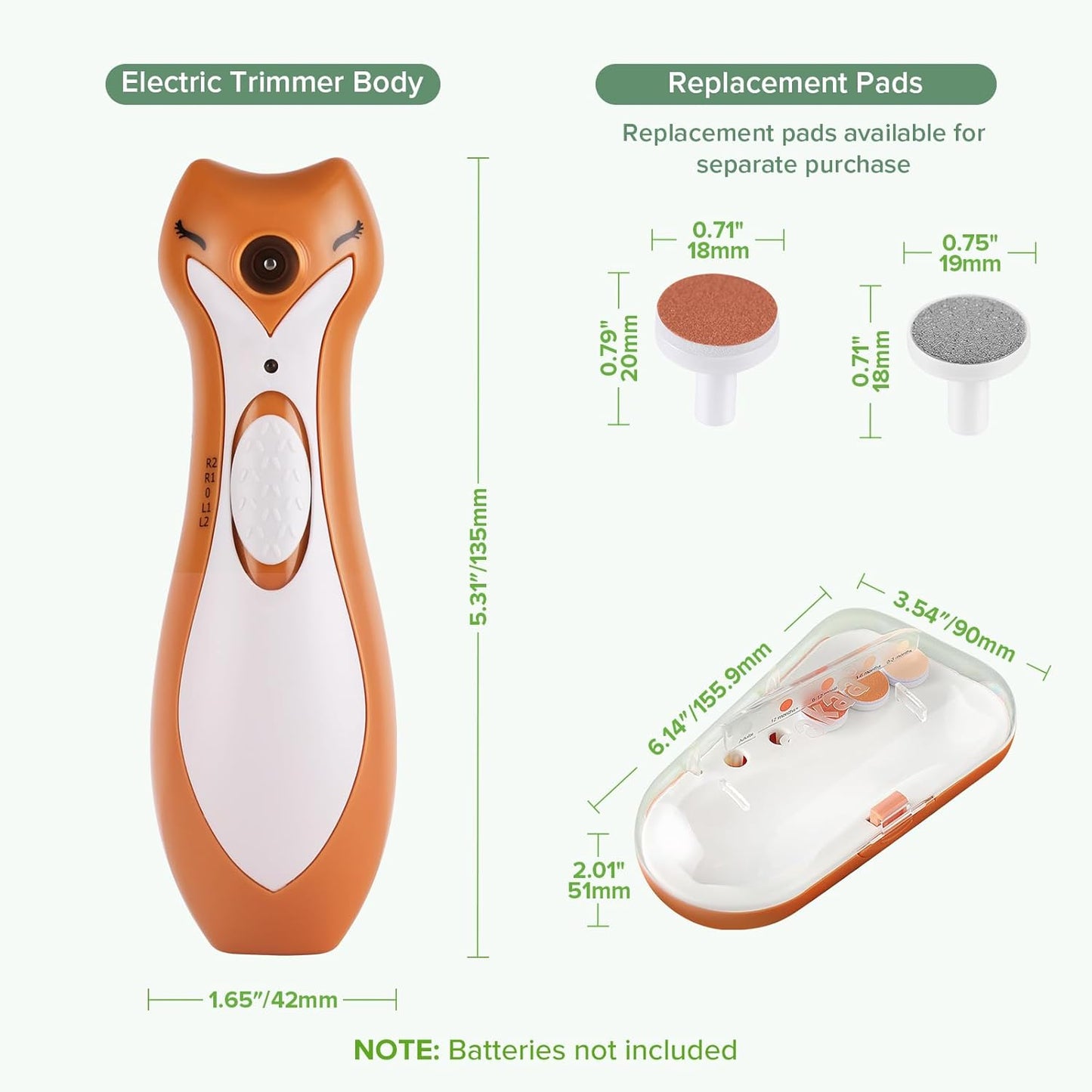 haakaa Electric Baby Nail Clippers for Newborns/Toddlers/Children/Adults, Electric Baby Nail File with 6 Replacement Heads & Storage Case