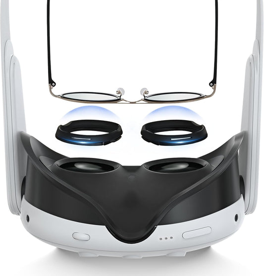 Hibloks Glasses Spacer for Meta/Oculus Quest 3, Prevent Myopia Glasses and VR Lenses from Scratching Each Other. VR Lens Protection Accessories with Magnetic Frame and Silicone Anti-Scratch Ring