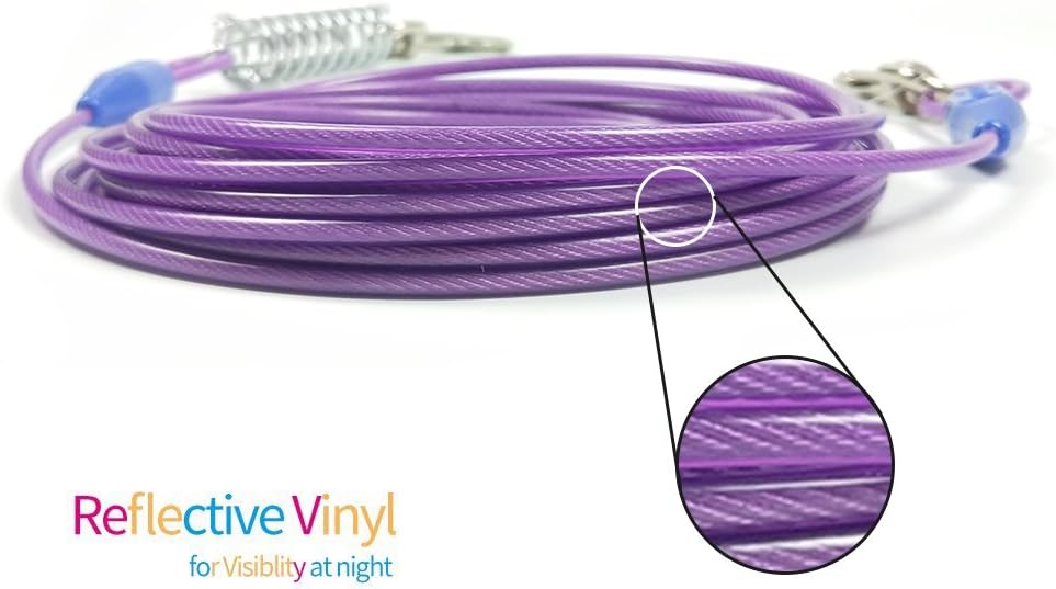 Petest 25ft Reflective Tie-Out Cable for Small Dogs Up to 35 Pounds