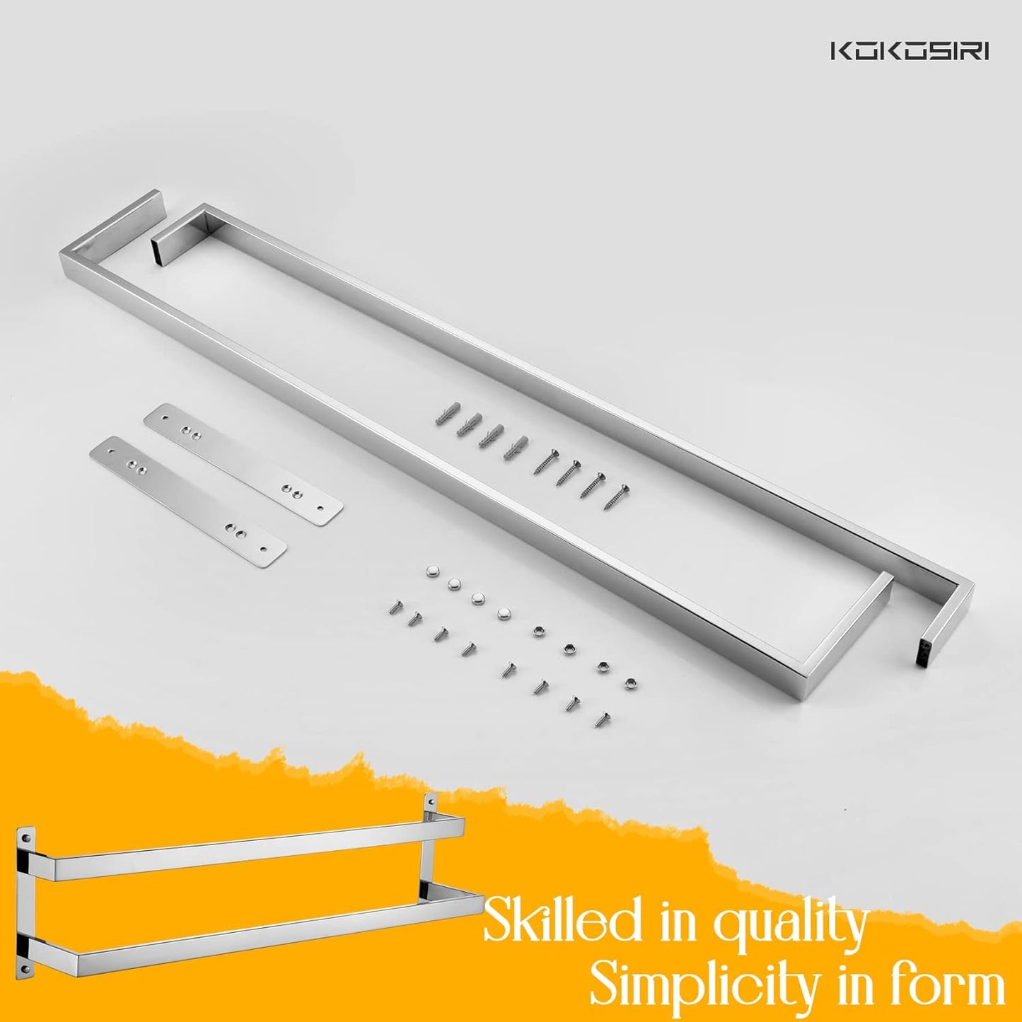 KOKOSIRI Towel Bars Black Bath Towel Holders 20 Inches Bathroom 2-Tiers Ladder Towel Rails Wall Mounted Towels Shelves Rack Stainless Steel, B5008BK-L20