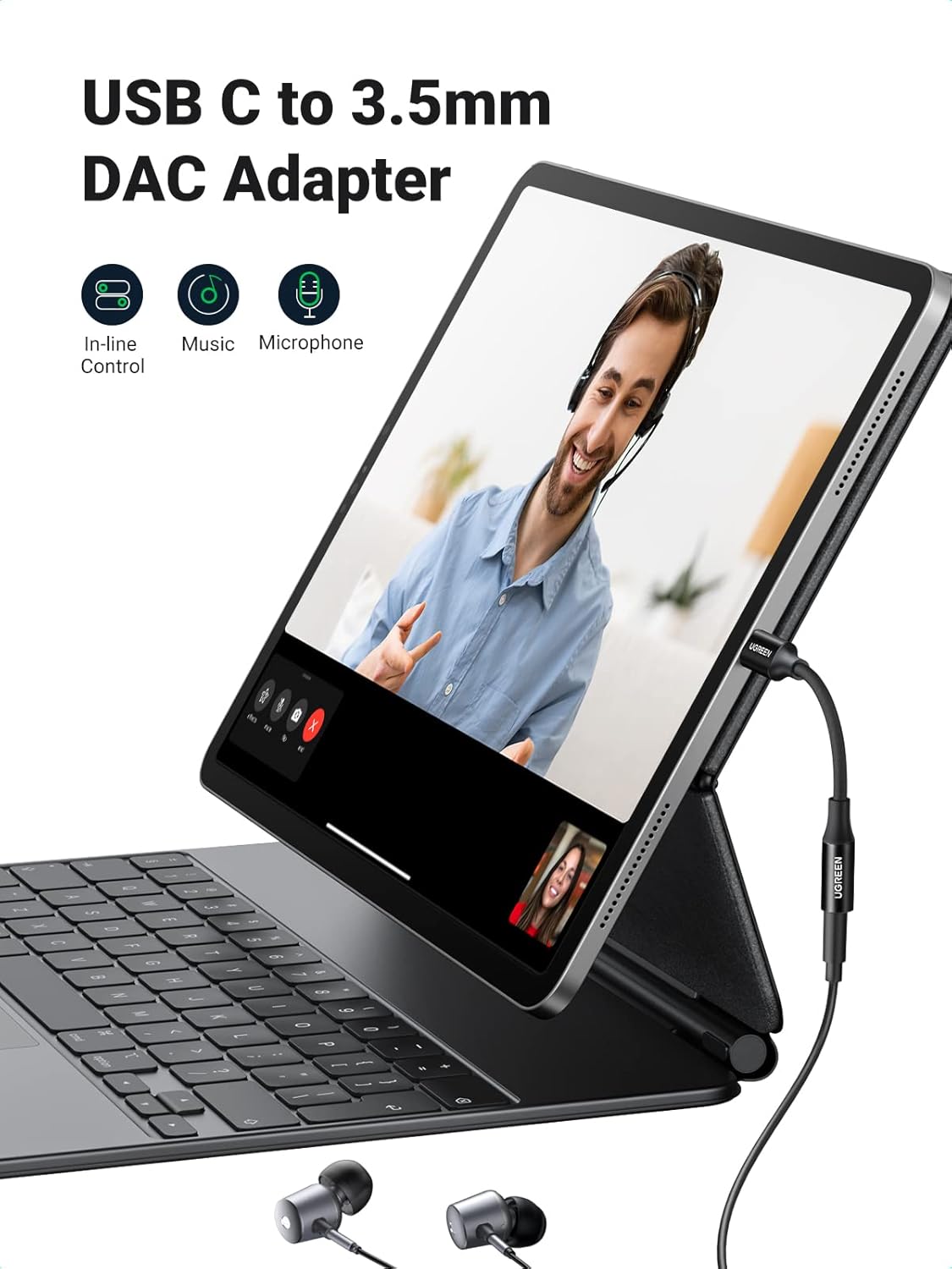 UGREEN USB C to 3.5mm Headphone Audio Adapter, HiFi DAC Stereo 24bit/96kHz USB C to Aux Jack, Dongle Earphone Compatible with iPhone 15 Pro, iPad, Galaxy S24 S23 Ultra, Pixel, 10cm