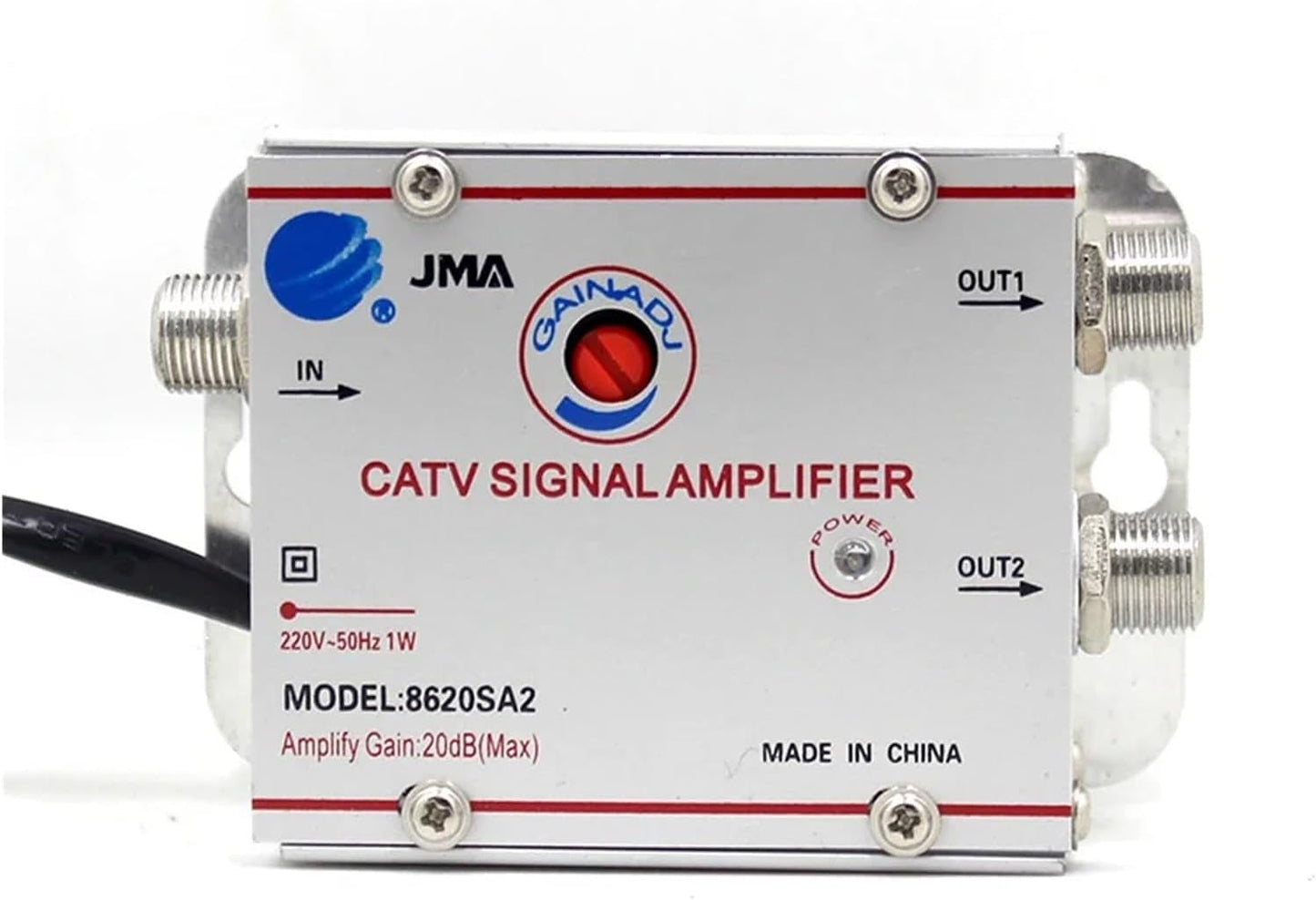 Adjustable 1 in 2/3/4/6/8 Out Cable TV Splitter Amplifier 20dB Digital TV Antenna Signal Booster(1 in 6 Out)