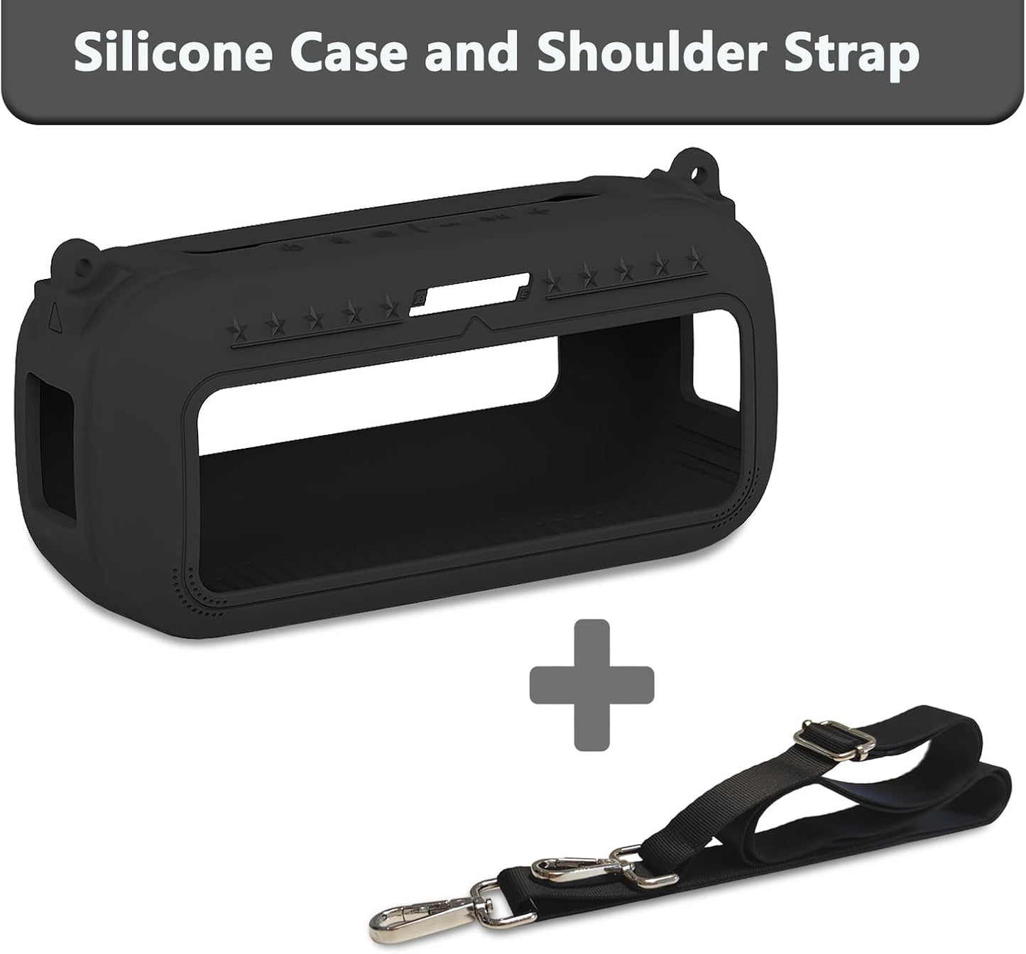 JCHPINE Silicone Cover Case for Bose SoundLink Max Portable Speaker Accessories, Soft Silicone Skin for Bose SoundLink Max Bluetooth Speaker with Shoulder Strap (Black Case)