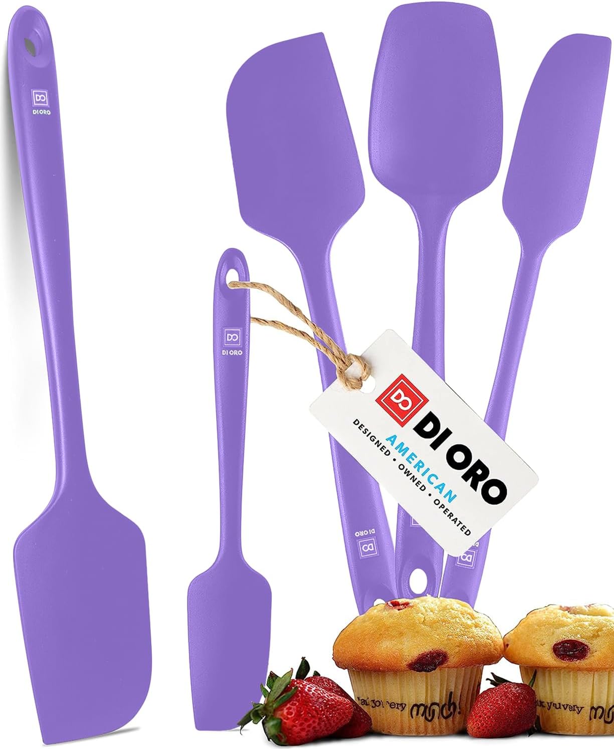 DI ORO Silicone Spatula Set - Rubber Kitchen Spatulas for Baking, Cooking, & Mixing - 600°F Heat-Resistant & BPA Free Silicone Scraper Spatulas for Nonstick Cookware - Dishwasher Safe (5pc, Black)
