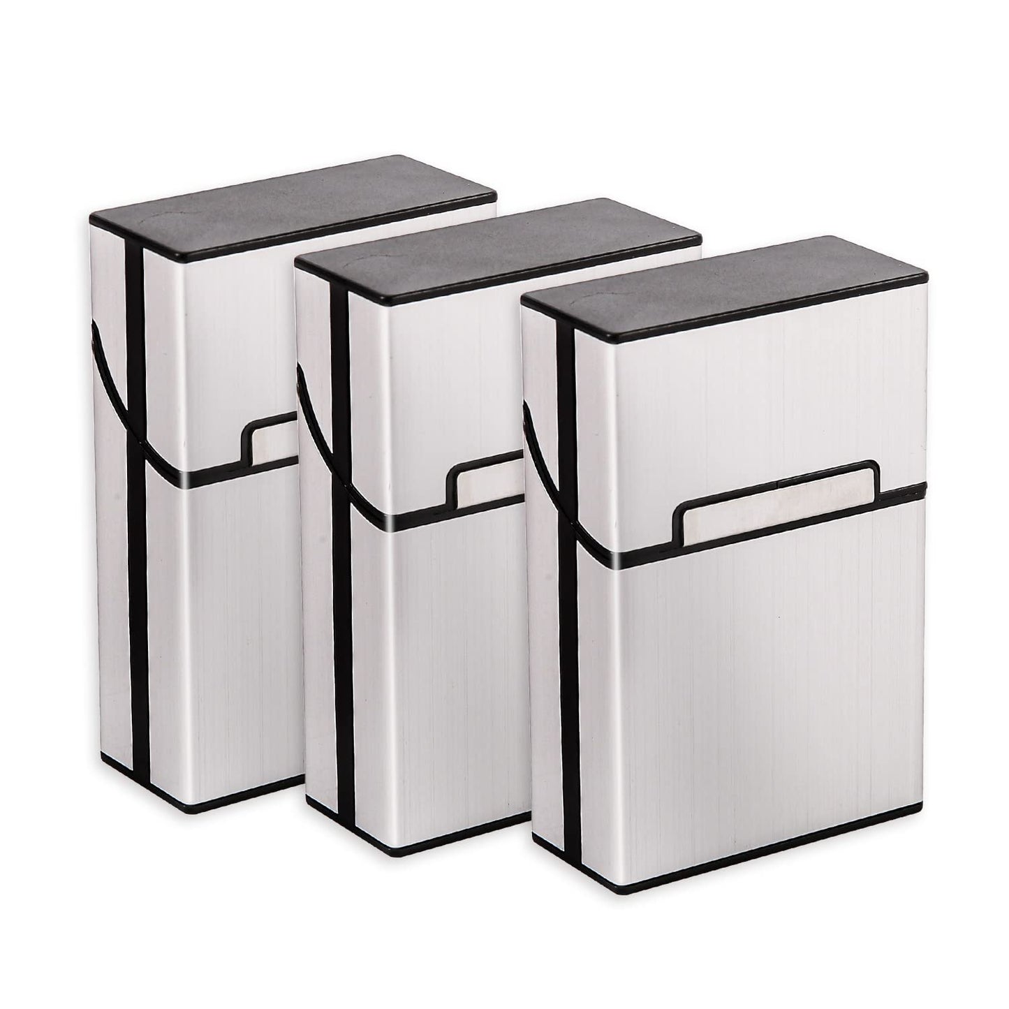 3 Packs Aluminum Cigarette Case, Holder & Tin - Metal Pocket Cigar & Tobacco Box for Men & Women - Gray/Silver/Rose Gold/Champagne
