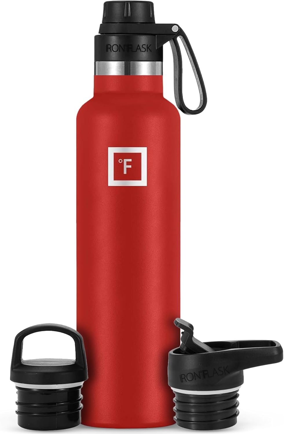 Camping & Hiking Hydration Canteens - 24oz 3 Lids (Narrow Straw/Spout Lid) Leak Proof Vacuum Insulated Stainless Steel - Hot & Cold Double Walled Sports Water Bottle
