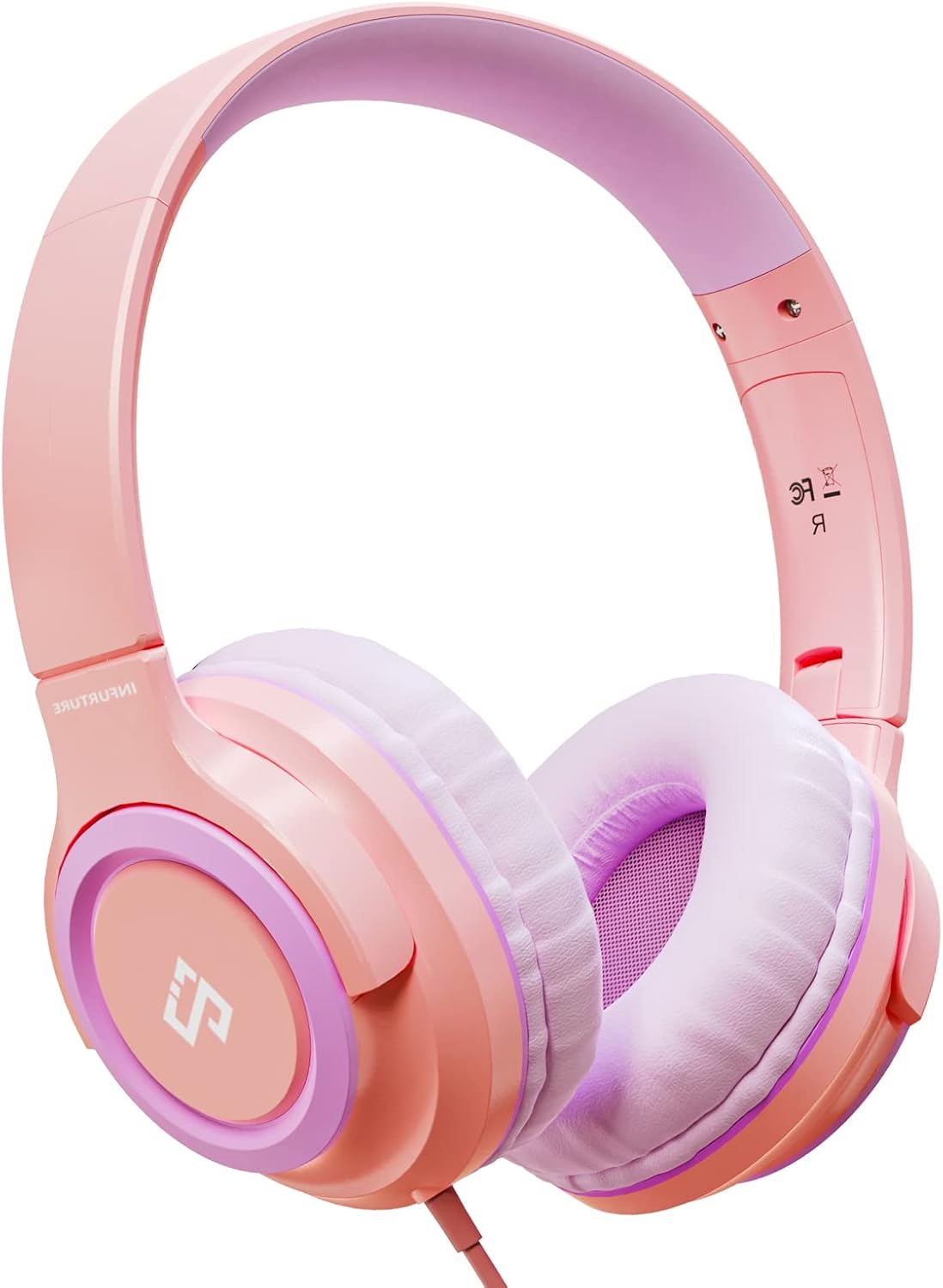 INFURTURE Kids Headphones for School Travel, 94dB Safe Volume Limited, HD Mic Stereo Sound Over-Ear Girls Boys Headphones for Kid, Foldable 3.5mm and USB-C Wired Headphones for iPad Computer