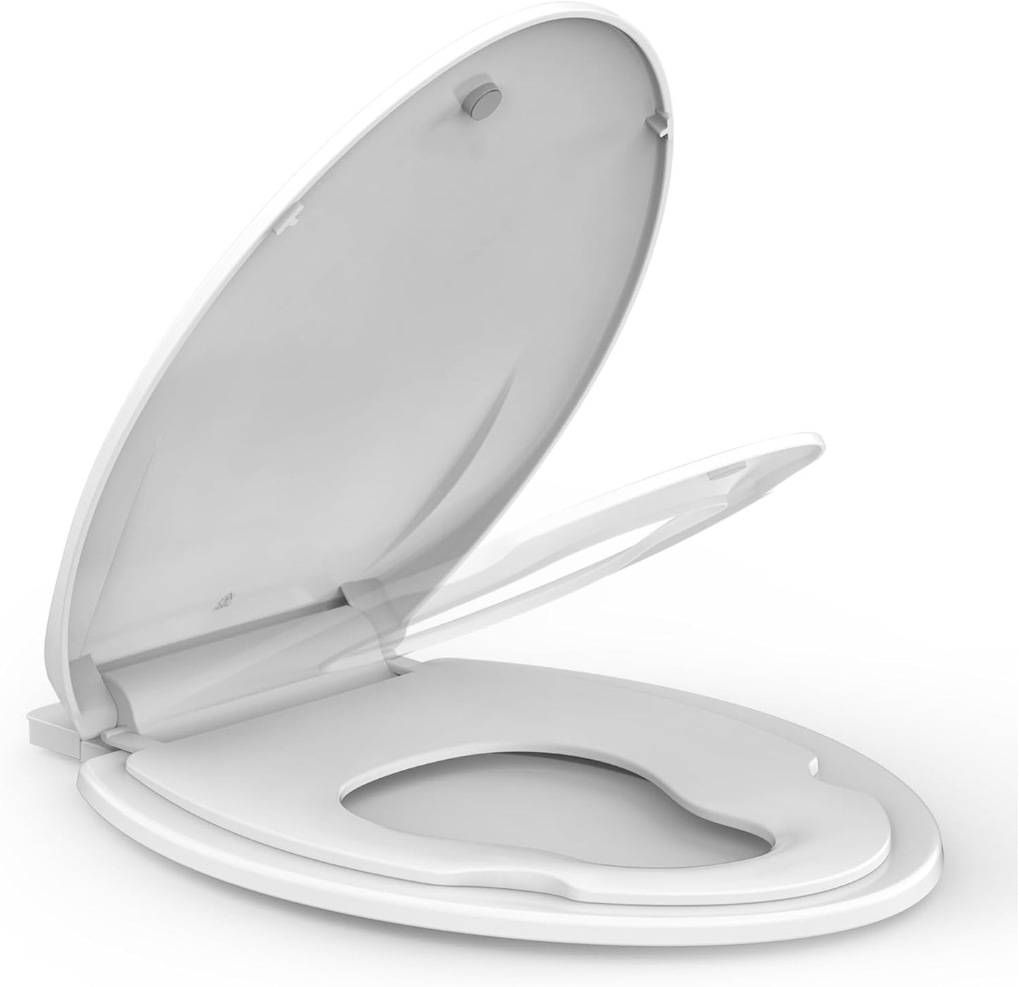 White Elongated Toilet Seat, Slow Close Toilet Cover Seat for Easy Clean and Stain-Resistant, Plastic Toilet Seat with Cover, Quick-Release Hinges and Quick-Attach Hardware