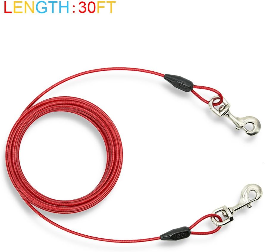 Petest 25ft Reflective Tie-Out Cable for Small Dogs Up to 35 Pounds