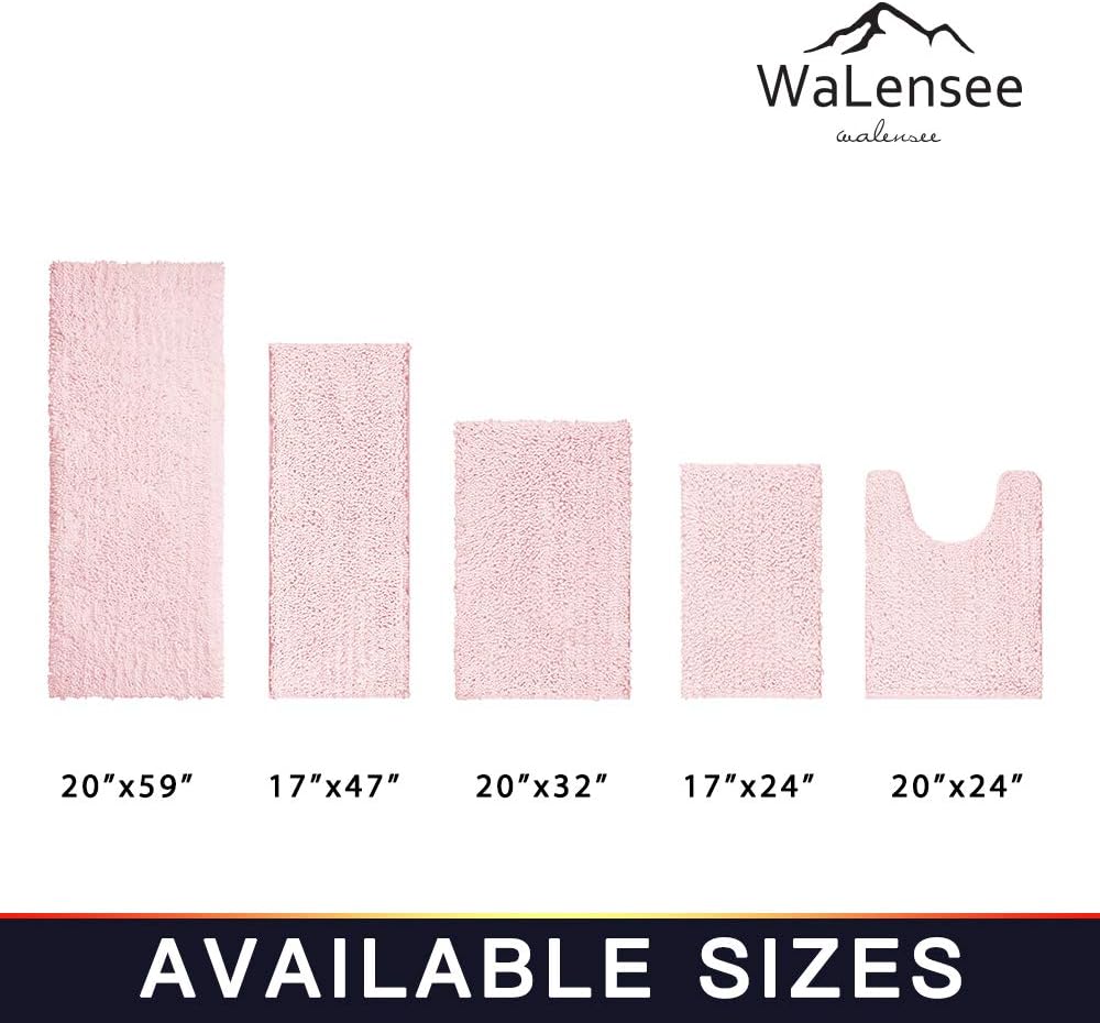 Walensee Bathroom Rug Non Slip Bath Mat (24x17 Inch Blush) Water Absorbent Super Soft Shaggy Chenille Machine Washable Dry Extra Thick Perfect Absorbant Best Small Plush Carpet for Shower Floor