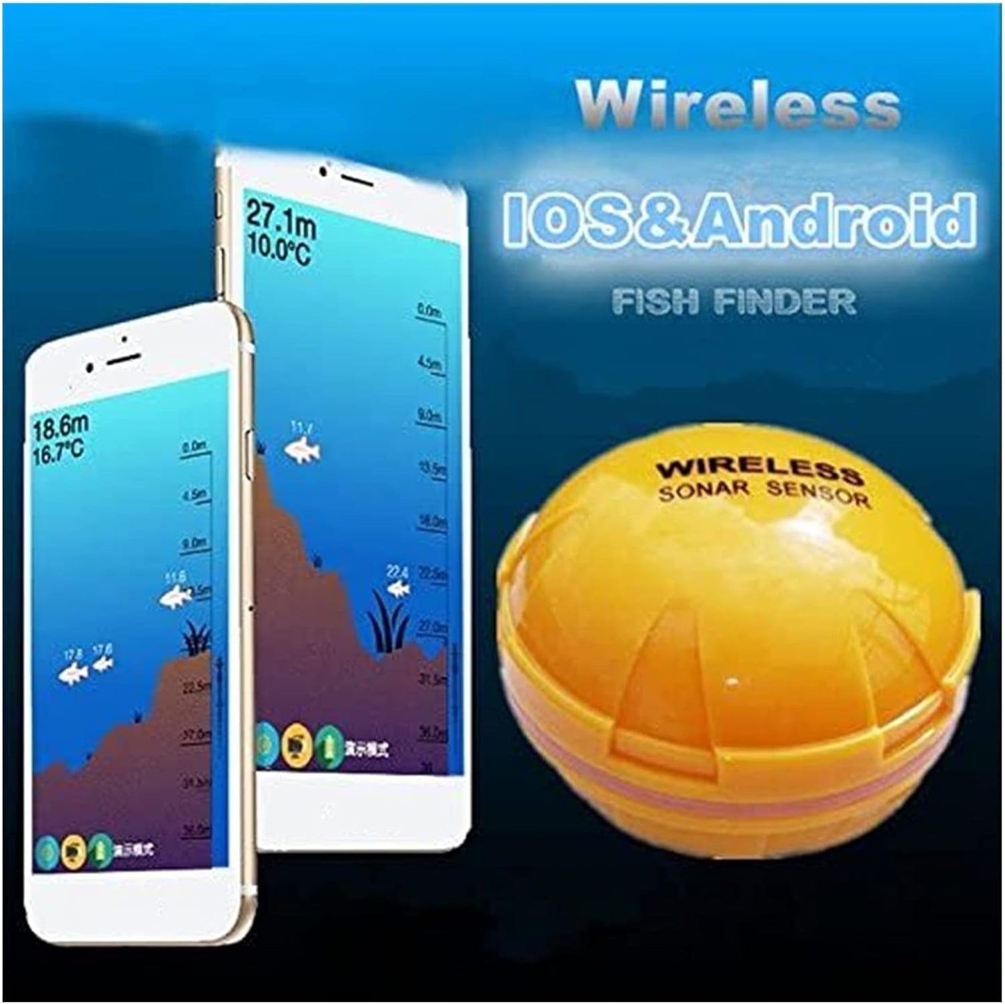 Fish Finder for Smart Mobile Phone Sonar Fish Finder Depth Fish Detect Compatible with iOS and Android Smart Sonar for Kayaks Boats Fishing Enthusiast