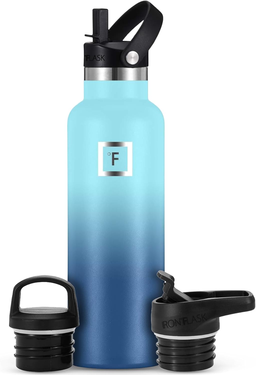 Camping & Hiking Hydration Canteens - 24oz 3 Lids (Narrow Straw/Spout Lid) Leak Proof Vacuum Insulated Stainless Steel - Hot & Cold Double Walled Sports Water Bottle