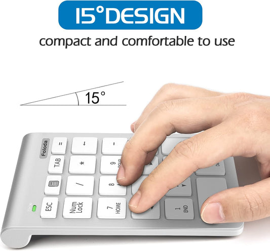 Wireless Number Pad, Portable 2.4Ghz USB 10 Keys Financial Accounting Numeric Keypad Data Entry Numpad for Laptop, PC, Desktop - PuriLite
