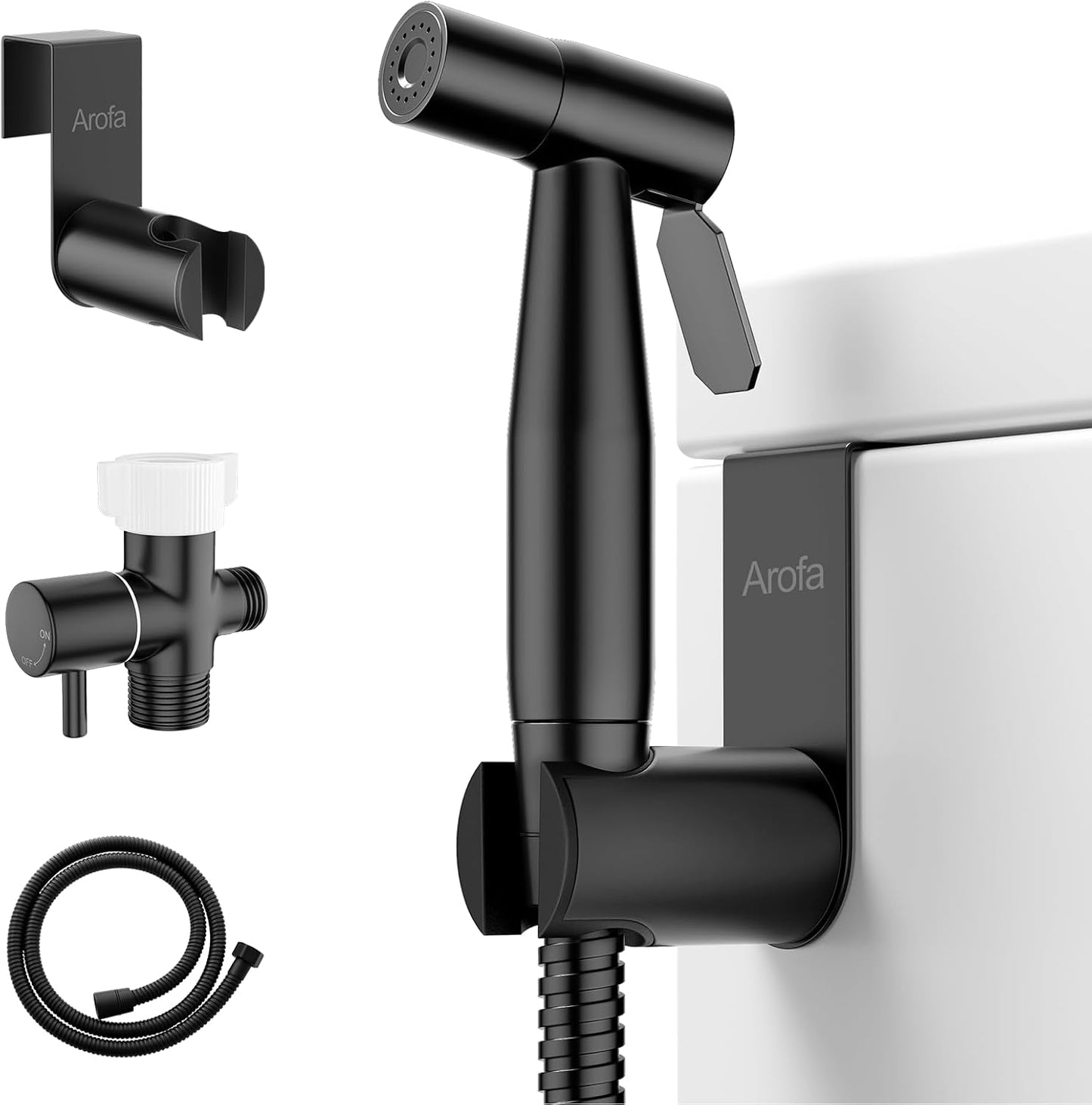 Arofa Handheld Bidet Sprayer for Toilet-Adjustable Water Pressure Control with Bidet Hose for Feminine Wash, Stainless Steel Brushed Nickel Cloth Diaper Bidet Toilet Sprayer for Baby Wash