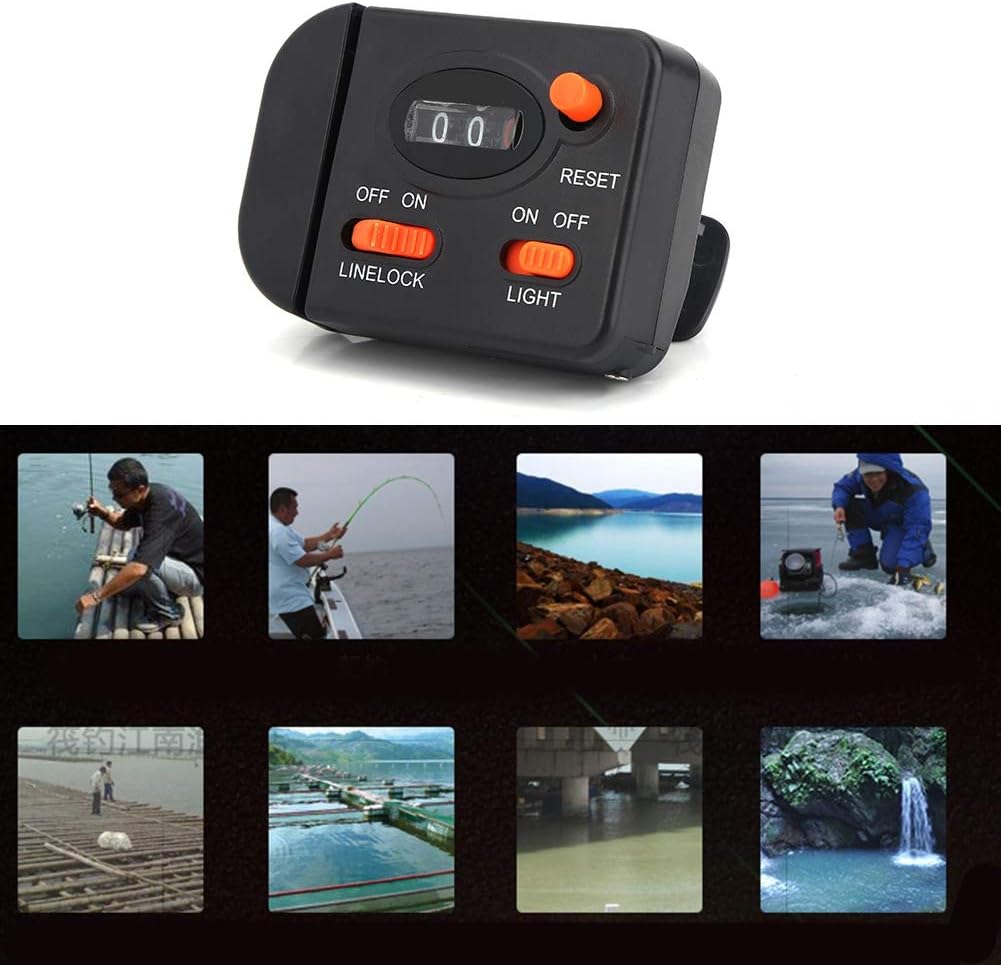 Fishing Line Counter, Professional Clip on Rod Fishing Line Counter, Depth Finder Digital Diaplay 99m for Ice Fishing Sea Fishing Kayak Fishing Boat Fishing