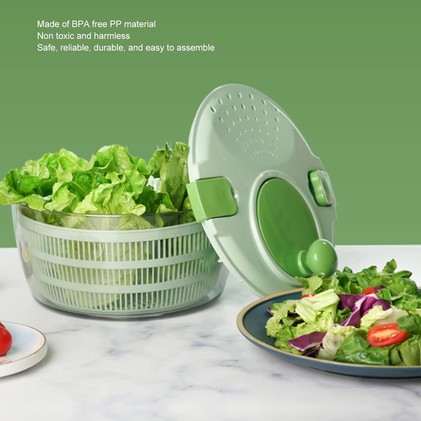 FLEXMAN 4L Salad Spinner, Vegetable Dryer, Multifunction Salad Drainer Bowl, Manual Lettuce Dryer for Dry Freshly Washed Lettuce, Spinach, Cabbage