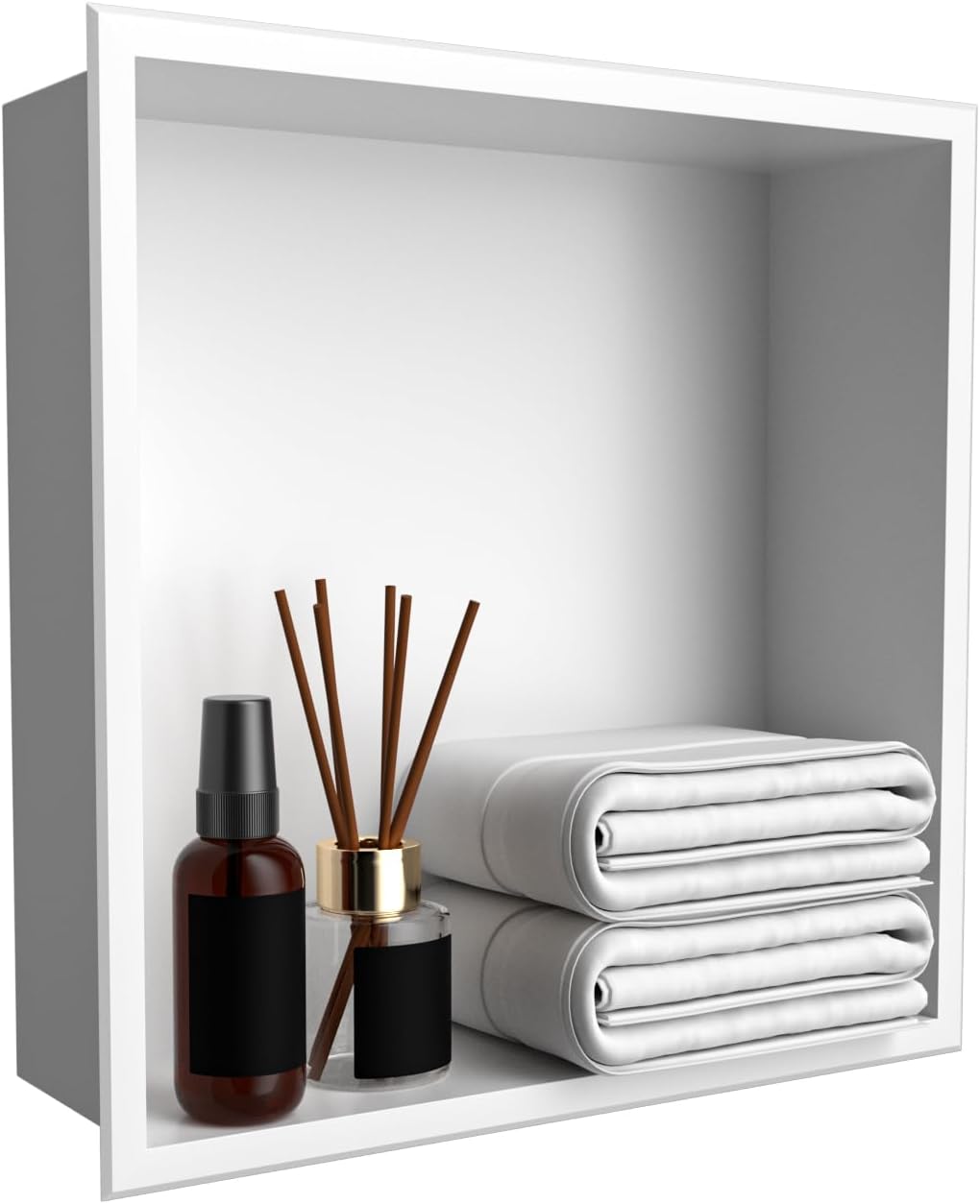 BLYLUND Shower Niche 12" x 24" NO Tile Needed,Matte Black Double Shelf Organizer, Square Corners Wall-Inserted Niche Recessed Shower Shelf Modern Soap Niche for Bathroom