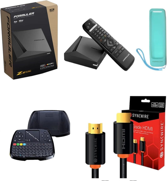 Formuler Z11 Pro Max 4K Android 11 Dual Band 5G Gigabit LAN 4GB RAM 32GB Storage with Premium IR1 Remote Control | Bonus 4K HDMI Cable, Dreamlink 7 Color Keyboard, Silicone Remote Case