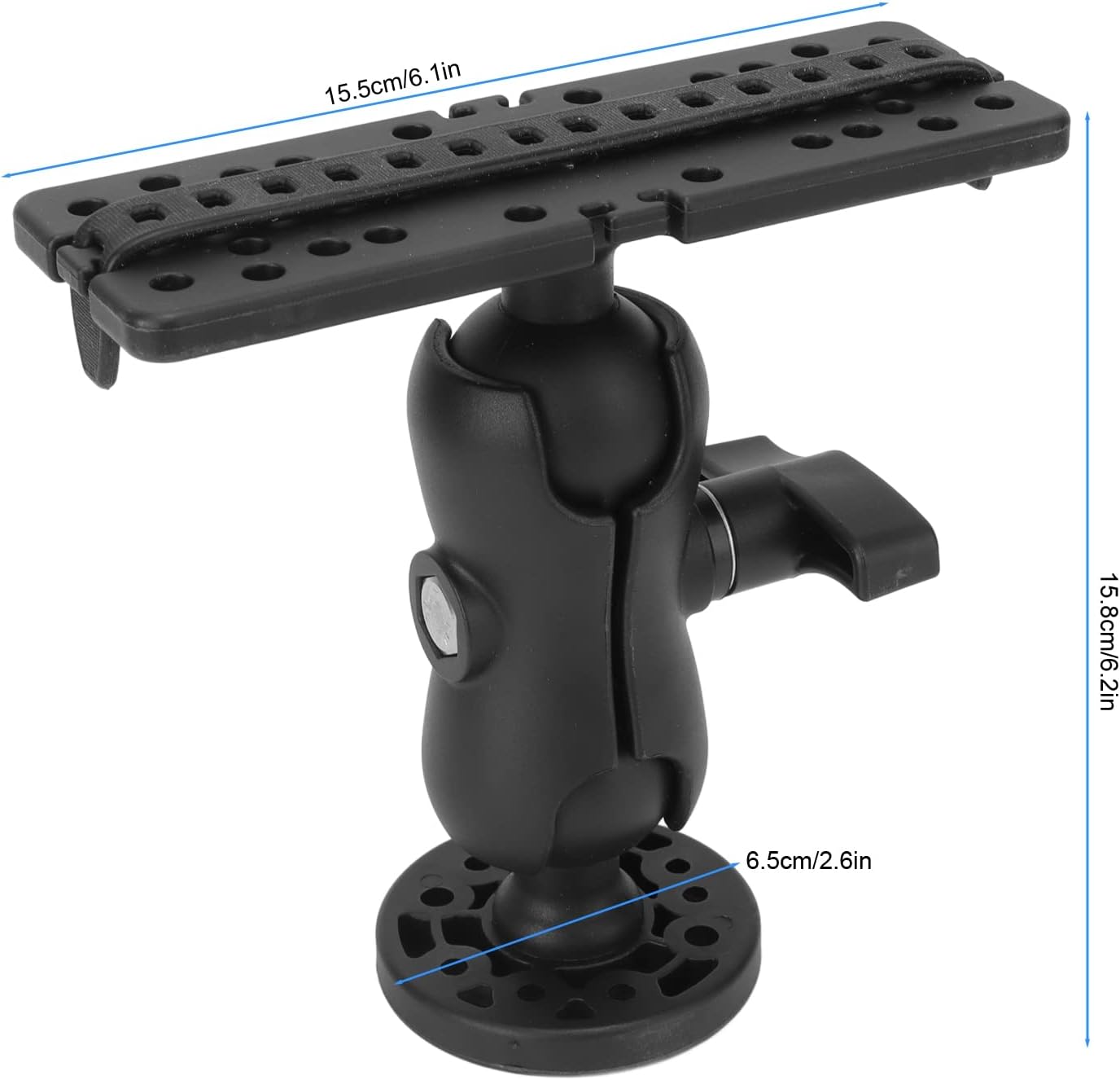 Fish Finder Mount Base, 360 Degree Rotation Ball Mount Adjustable Depth Fish Finder Holder Universal Marine Electronic Fish Finder Mount Fishing Accessories for Boat Canoe Kayak