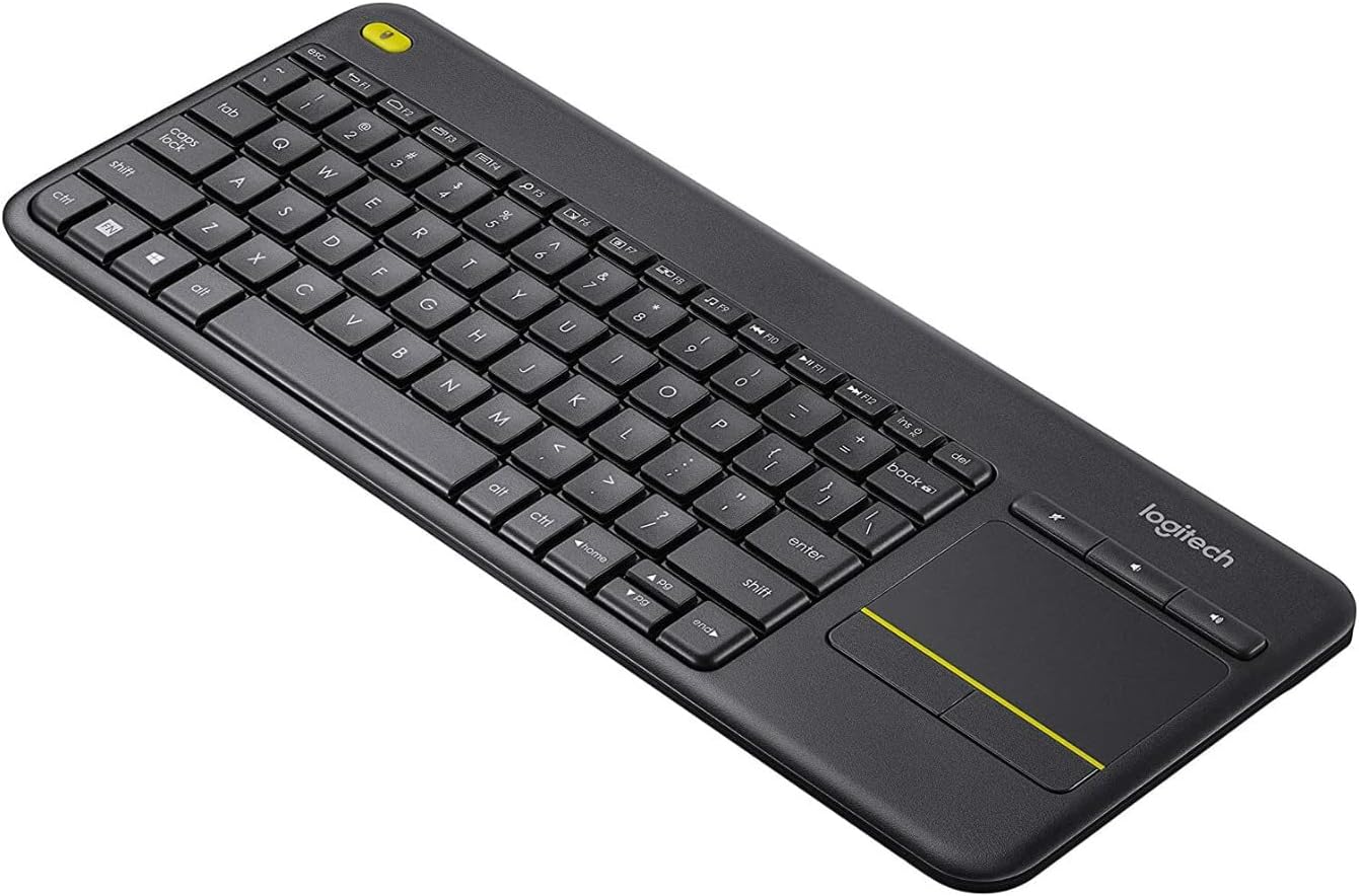 Logitech K400 Plus Wireless Touch TV Keyboard With Easy Media Control and Built-in Touchpad, HTPC Keyboard for PC-connected TV, Windows, Android, Chrome OS, Laptop, Tablet - Black