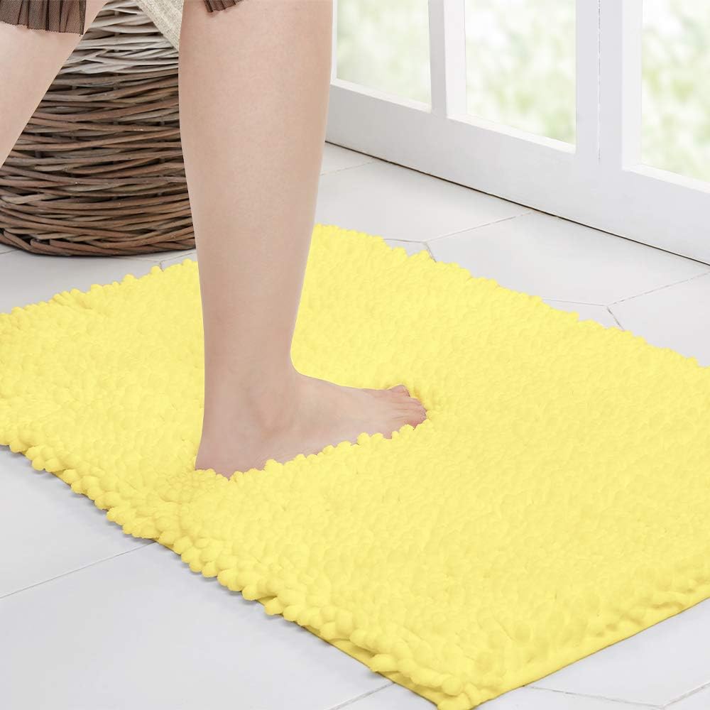 Walensee Bathroom Rug Non Slip Bath Mat (24x17 Inch Blush) Water Absorbent Super Soft Shaggy Chenille Machine Washable Dry Extra Thick Perfect Absorbant Best Small Plush Carpet for Shower Floor