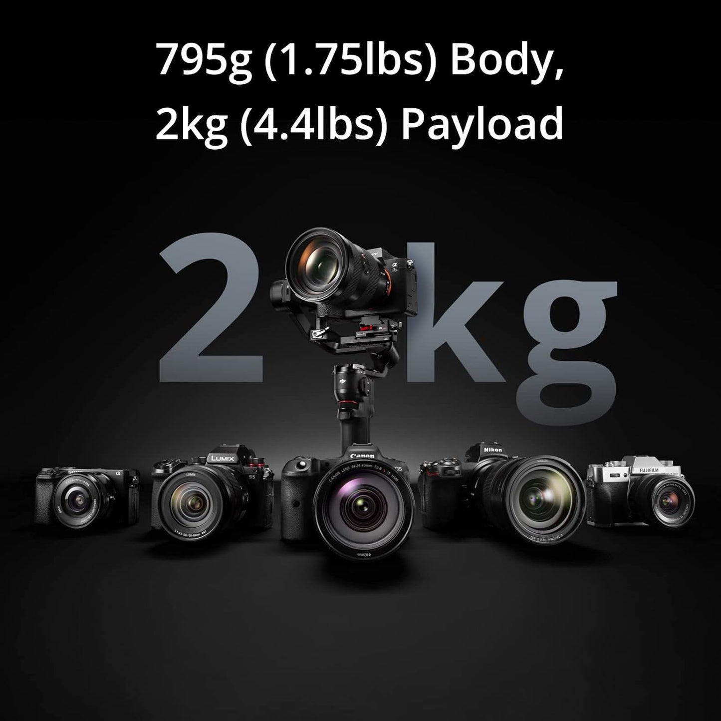 DJI RS 3 Mini, 3-Axis Gimbal Stabilizer for Cameras Canon/Sony/Panasonic/Nikon/Fujifilm, 2 kg (4.4 lbs) Tested Payload, Camera Stabilizer, Camera Gimbal with Native Vertical Shooting
