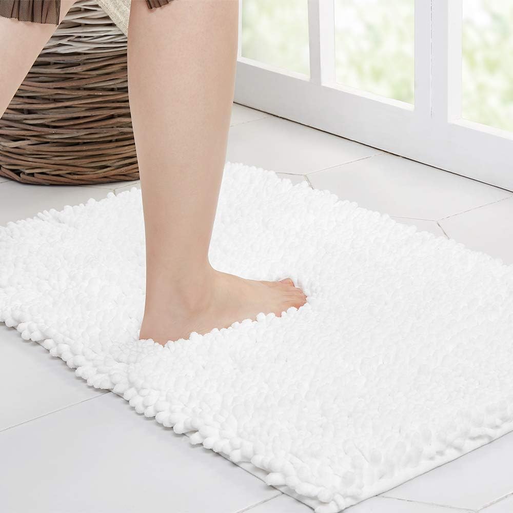 Walensee Bathroom Rug Non Slip Bath Mat (24x17 Inch Blush) Water Absorbent Super Soft Shaggy Chenille Machine Washable Dry Extra Thick Perfect Absorbant Best Small Plush Carpet for Shower Floor