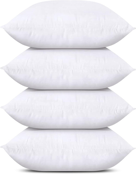 Utopia Bedding Throw Pillows (Set of 4, White), 18 x 18 Inches Pillows for Sofa, Bed and Couch Decorative Stuffer Pillow