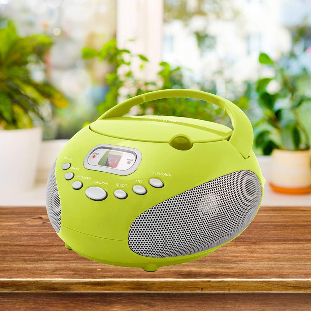 HANNLOMAX HX-319CD Portable CD Boombox, AM/FM Radio, LED Display, Aux-in Jack, AC/DC Dual Power Source. (Green)
