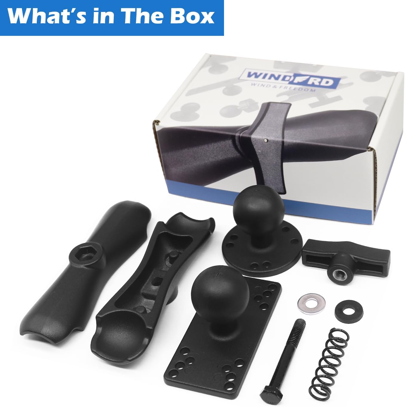 WINDFRD Aluminum 1.5" Ball Fish Finder Mount for Hummingbird Helix 5,7, etc., C Size Universal Marine Electronics Bracket, Compatible with RAM Mounts, Arkon, iBolt and More