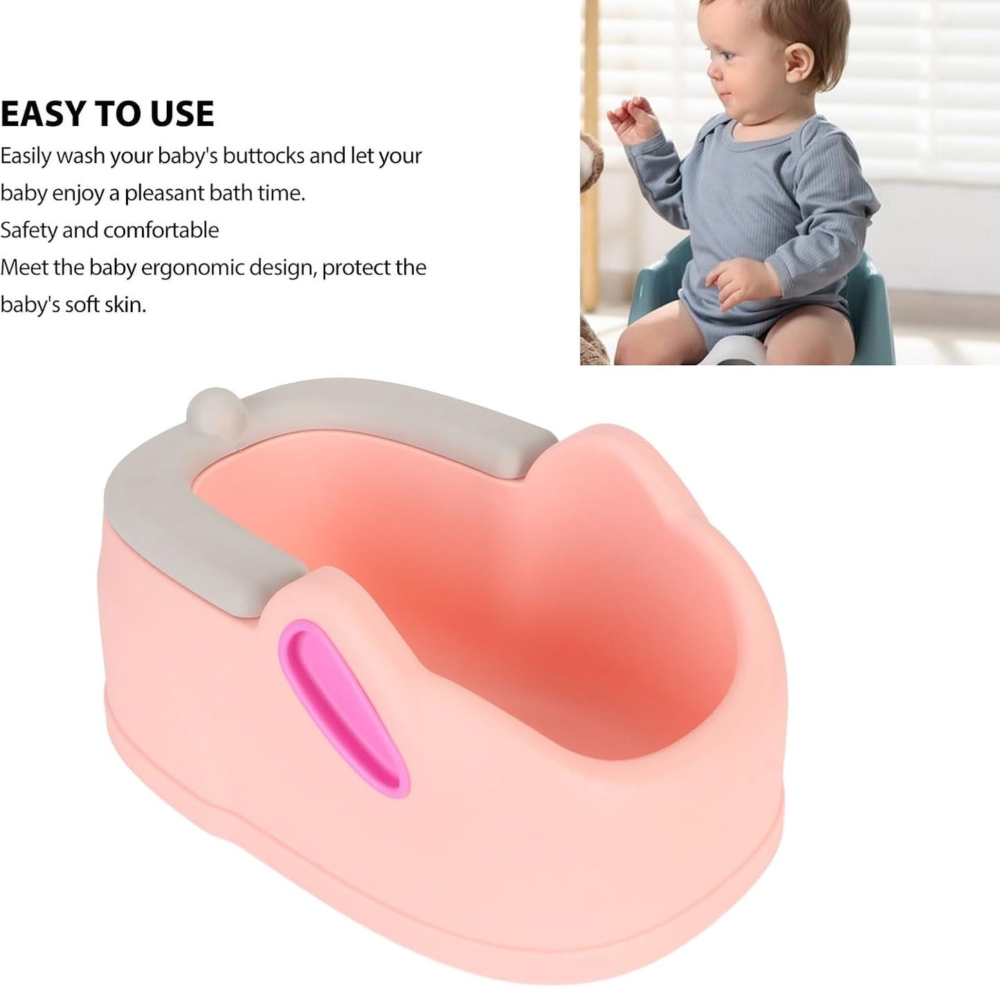 27 X 41.5 X 18.5cm Baby Butt Washing Basin Children Butt Wash Basin Baby Boys and Girls Butt Bath Washing Seat Portable Lightweight Washing Basin for Newborn Infant Toddler
