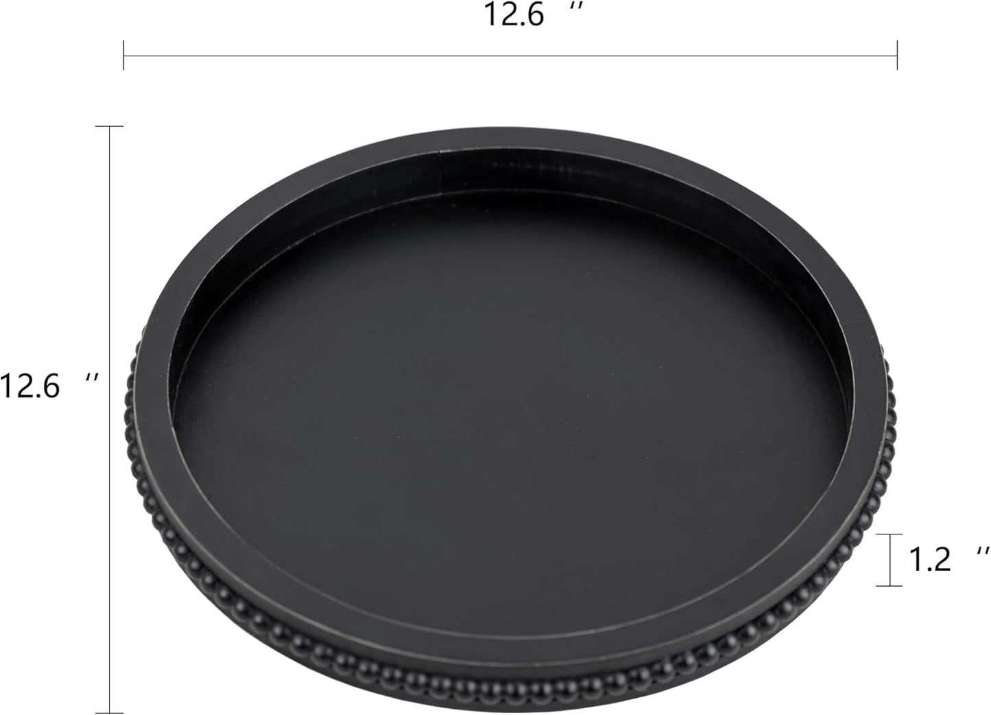 Funly mee 12.6” Round Rustic Wood Serving Tray – Black Decorative Coffee Table, Snack, Fruit & Tea Tray for Home, Kitchen, Party - PuriLite