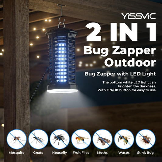 YISSVIC Bug Zapper Outdoor Indoor Waterproof Electric Mosquito Zapper Effective 4200V Plug in for Kitchen Patio Courtyard Garden Camping - PuriLite
