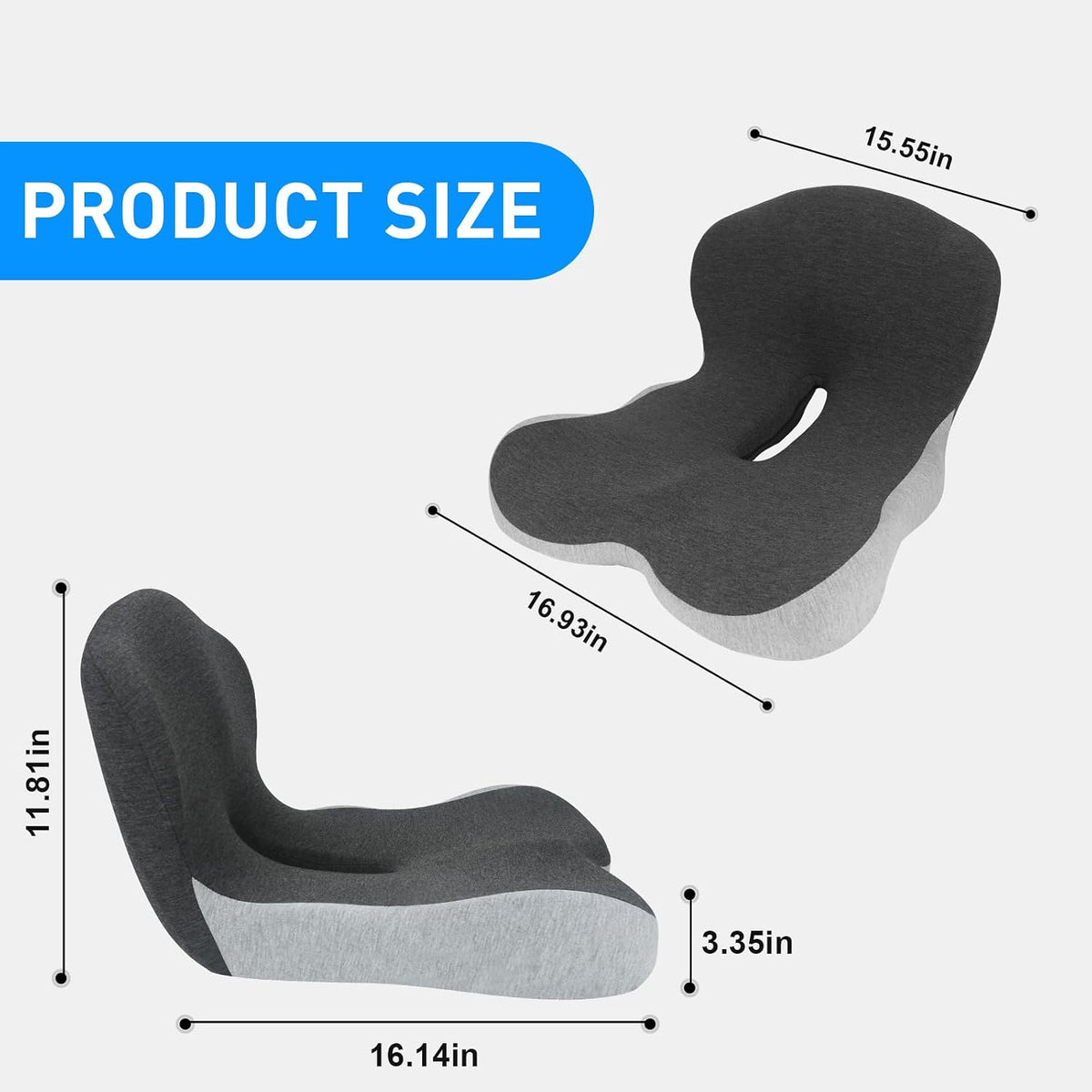 Denchy Car Seat Cushion with Back Support, Memory Foam Truck Driver Cushion