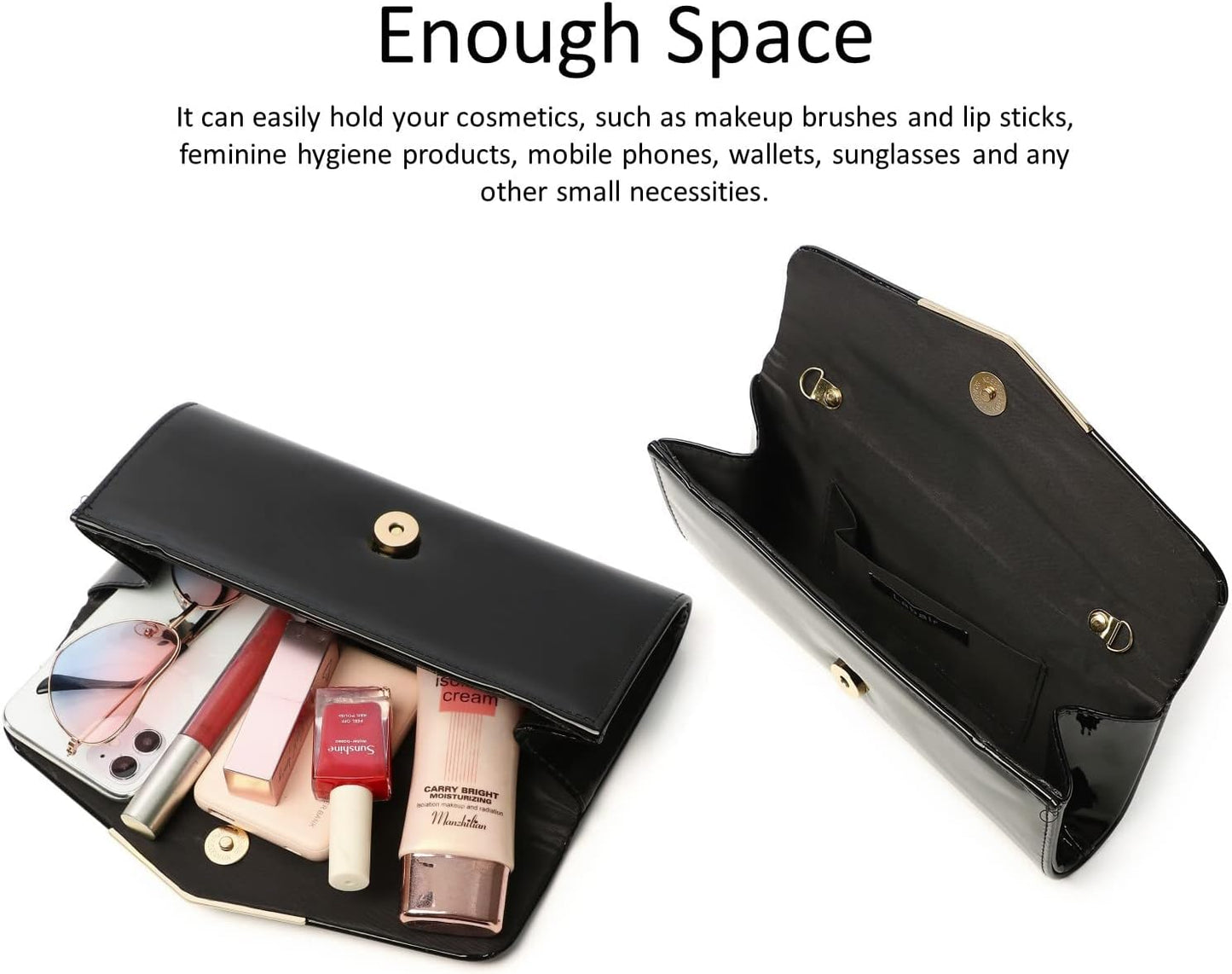 MUDUO Patent Leather Envelope Clutch Purse Shiny Candy Foldover Clutch Evening Bag for Women (7018-Silver)