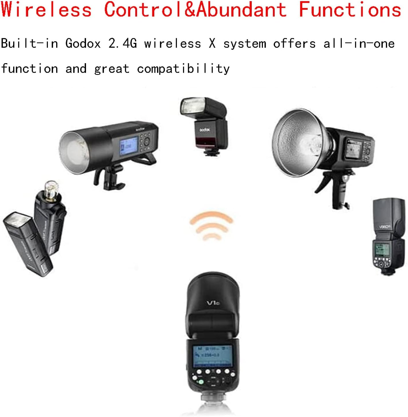 Godox V1 V1-C V1C Round Head Camera Flash for Canon Flash Speedlite Speedlight Light,76Ws 2.4G TTL1/8000 HSS,480 Full Power Shots,1.5s Recycle Time,2600mAh Li-ion Battery,10 Levels LED Modeling Lamp
