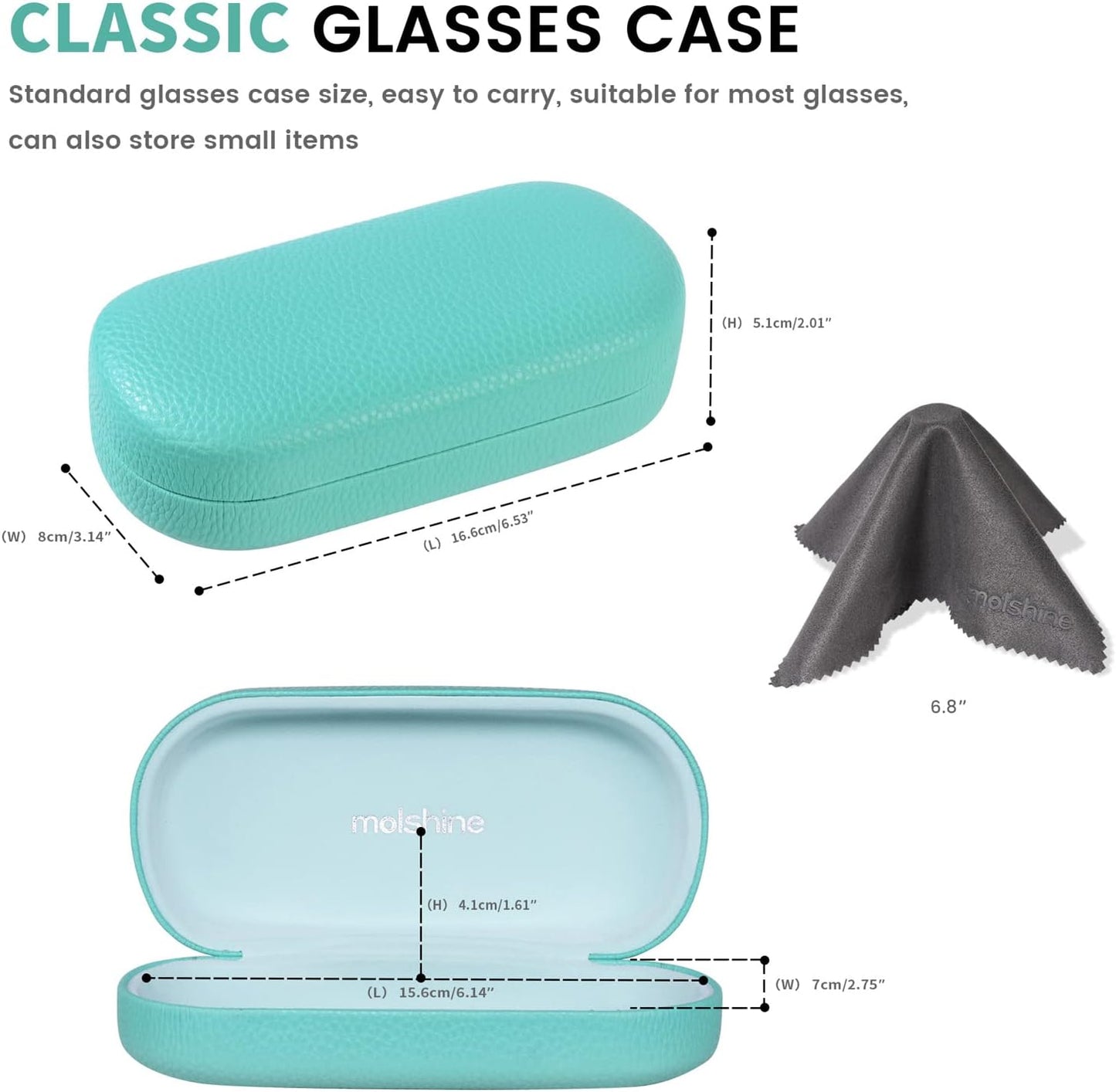 molshine Hard Shell Leather Sunglasses Case,Classic Large Glasses Case for Women Men,Sunglass Eyeglasses