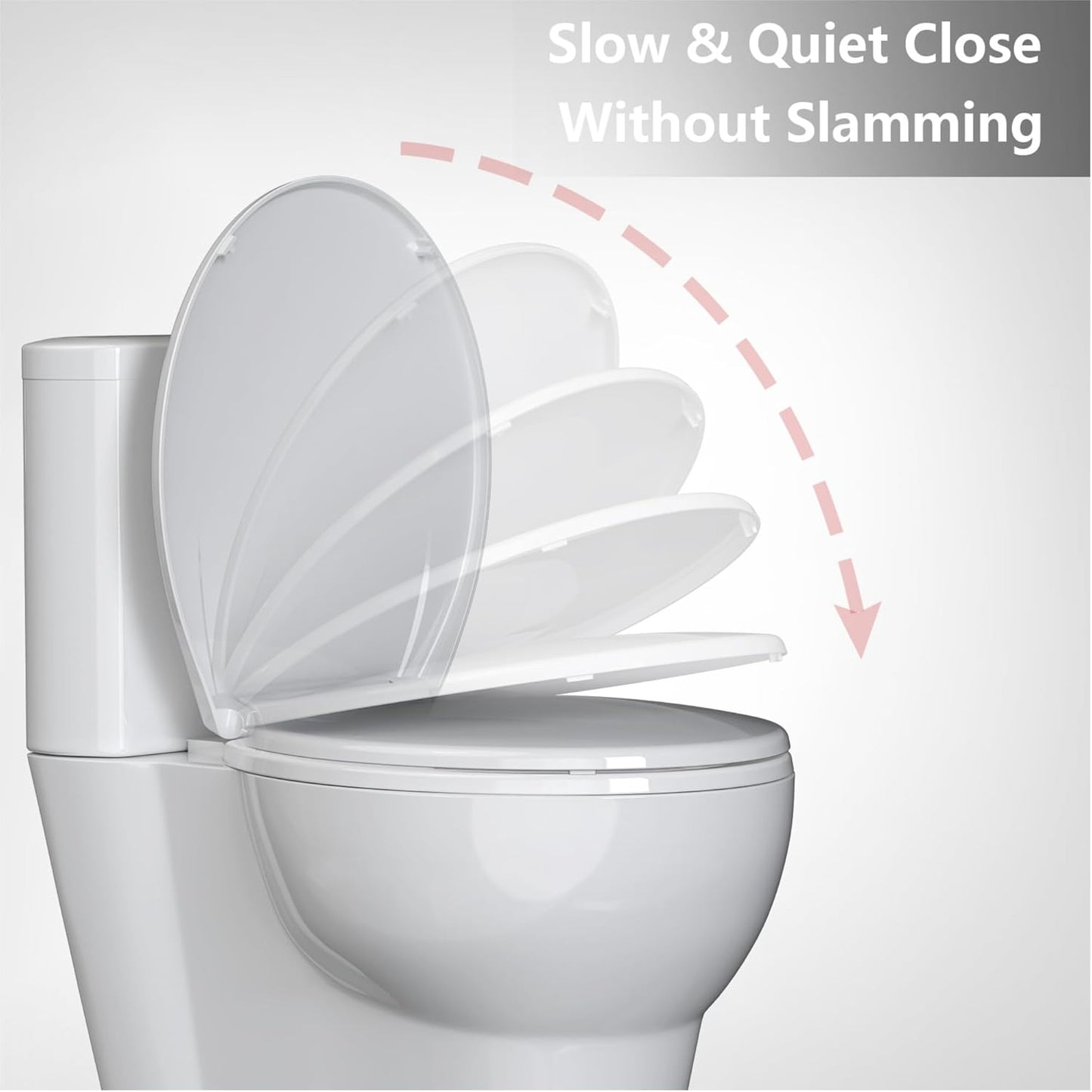 White Elongated Toilet Seat, Slow Close Toilet Cover Seat for Easy Clean and Stain-Resistant, Plastic Toilet Seat with Cover, Quick-Release Hinges and Quick-Attach Hardware