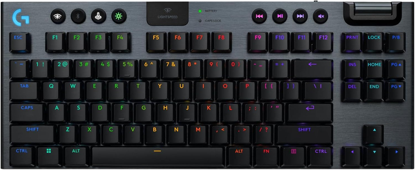 Logitech G915 X Lightspeed TKL Low-Profile Wireless Gaming Keyboard, Double-Shot PBT Keycaps, Fully Programmable Keys, RGB Backlighting, Sleek Aluminum Finishing, GL Brown Tactile - PC/Mac