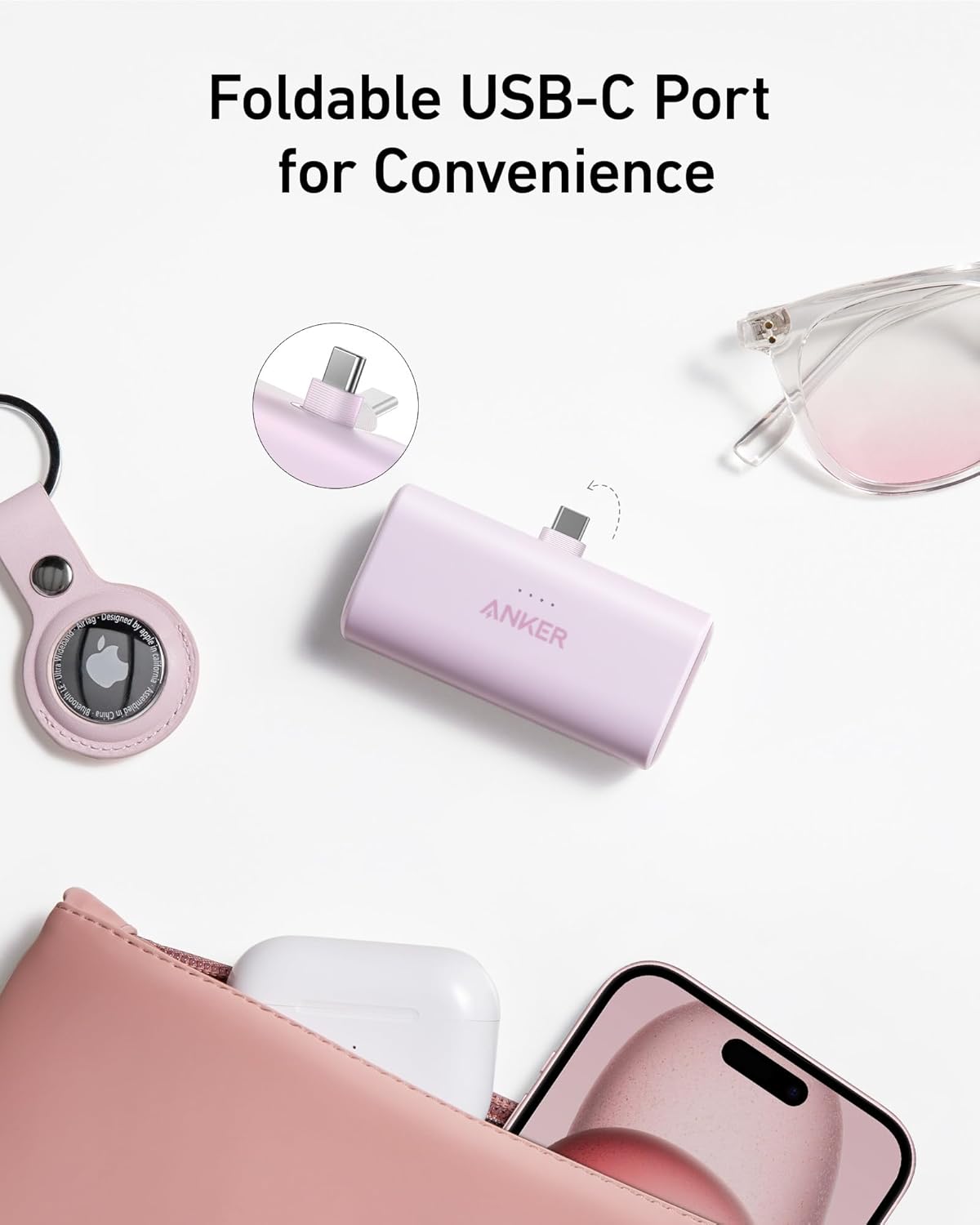 Anker iPhone 16 Portable Charger, Nano Power Bank with Built-in USB C Connector, 5,000mAh Portable Charger 22.5W, for iPhone 16/15 Series, Samsung S22/23 Series, iPad Pro/Air, AirPods, and More