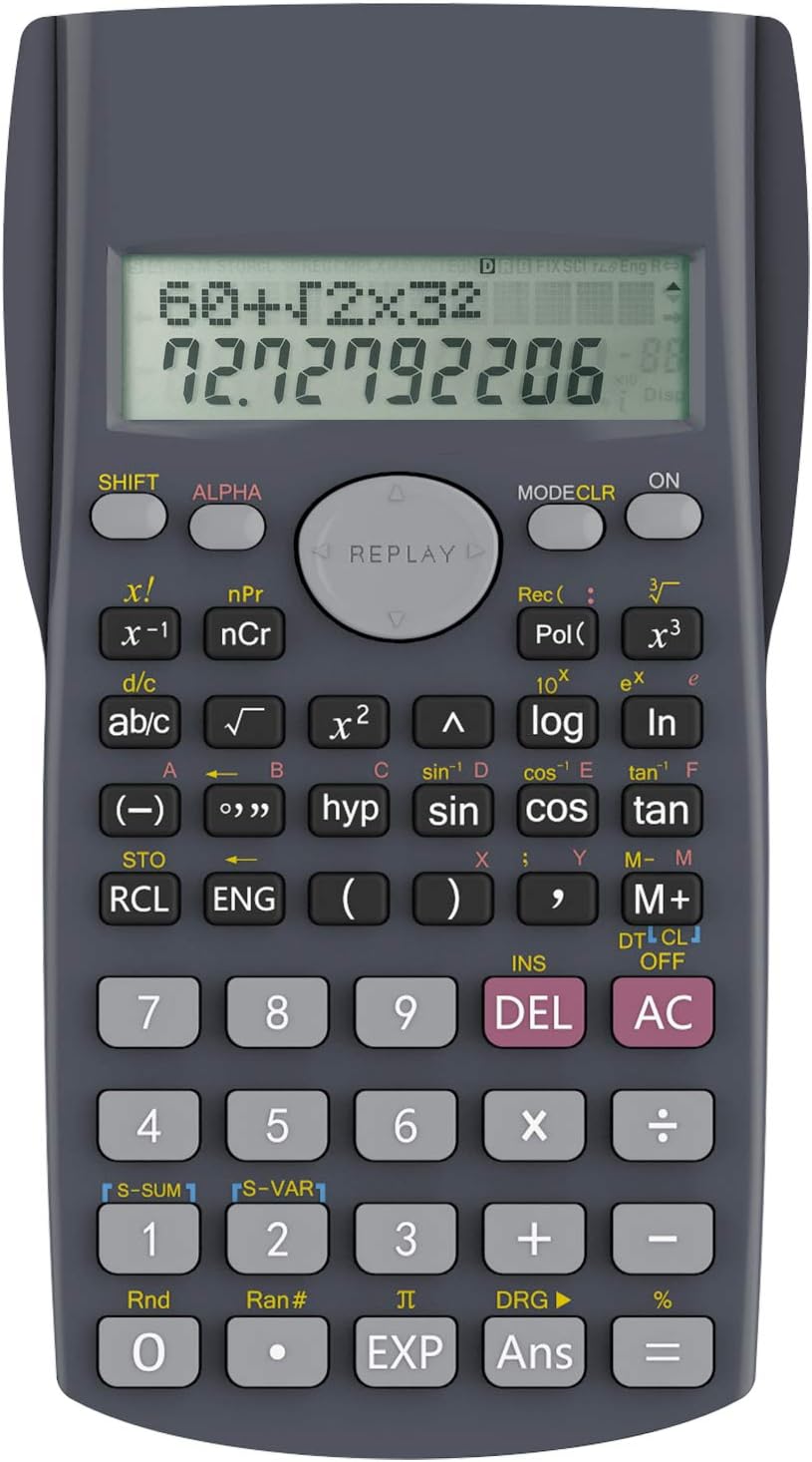 Helect 2-Line Engineering Scientific Calculator | Scientific Calculator | Engineering Calculator | School Calculator | Business Calculator | Battery Powered Calculator - PuriLite