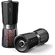 FORLIM 2-Speed Electric Salt and Pepper Grinder Set, 800mAh Rechargeable, Upgraded Auto-Reverse Clean After Stop, Pepper Shakes with White LED, Ceramic Grinding Core, Black & White