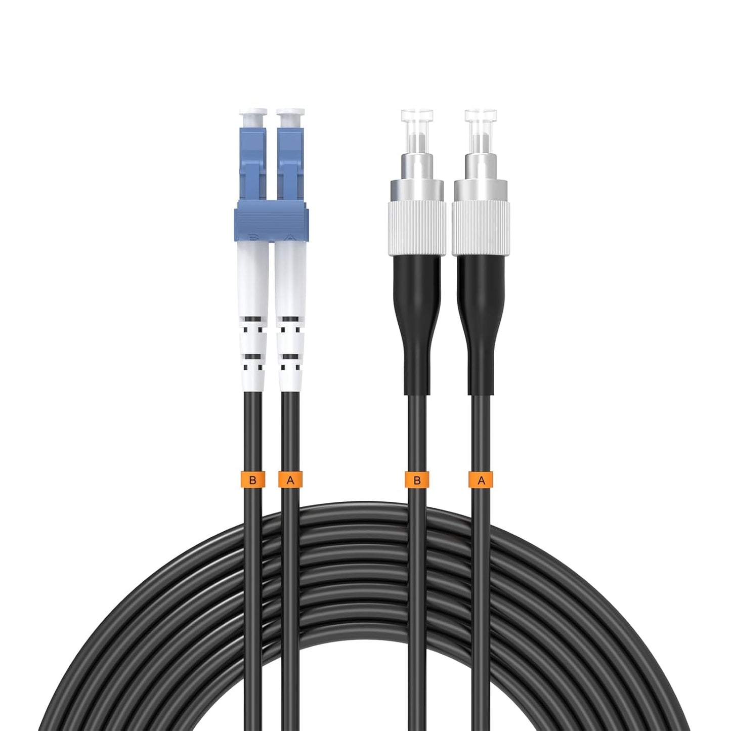 Buacoz 200 Meters LC to LC UPC Outdoor Armored Fiber Patch Cable, 9/125um Single Mode Duplex Fiber Optic Internet Cables, Jumper Optical Patch Cord, (200M/656ft), TPU Black