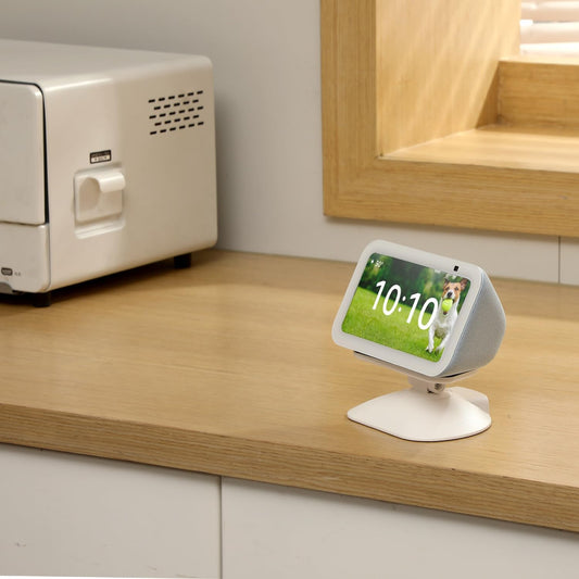 Dianves Adjustable Stand for Echo Show 5 (3rd Gen), Tilt + Swivel Stand Multi Angle Rotation Magnetic Anti-Slip Base for Show 5,Rotatable All Around Compatible with Mobile Phones (White) - PuriLite